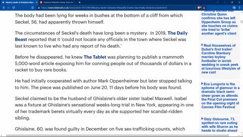 Ghislaine Maxwell dead ?