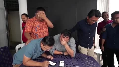 Dato Seri Anwar Ibrahim'slong-time team and staff crying after their hear the news that he is #PM10
