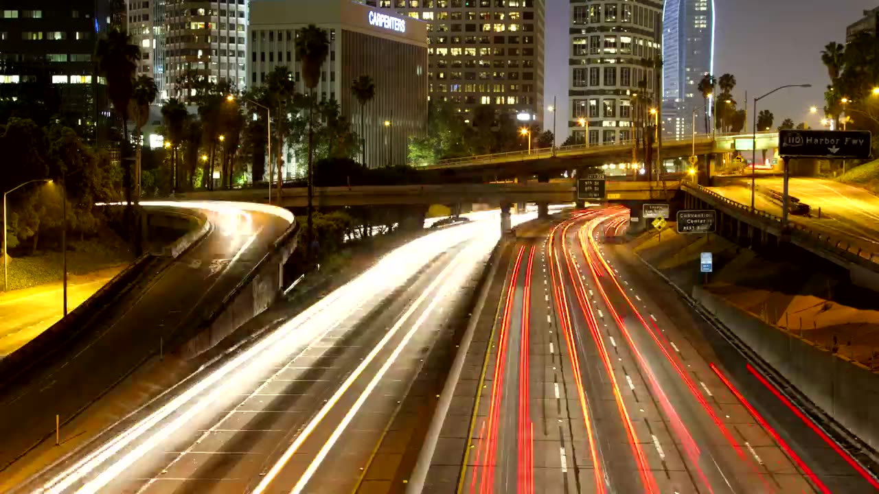 Time lapse of traffic at night