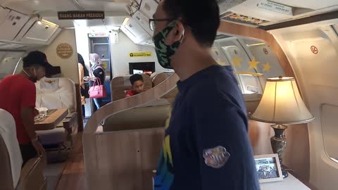 In the miniature presidential plane of the Republic of Indonesia