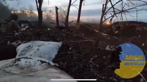 Ukrainian Soldier Firing At Russian Positions (supposedly Bakhmut)