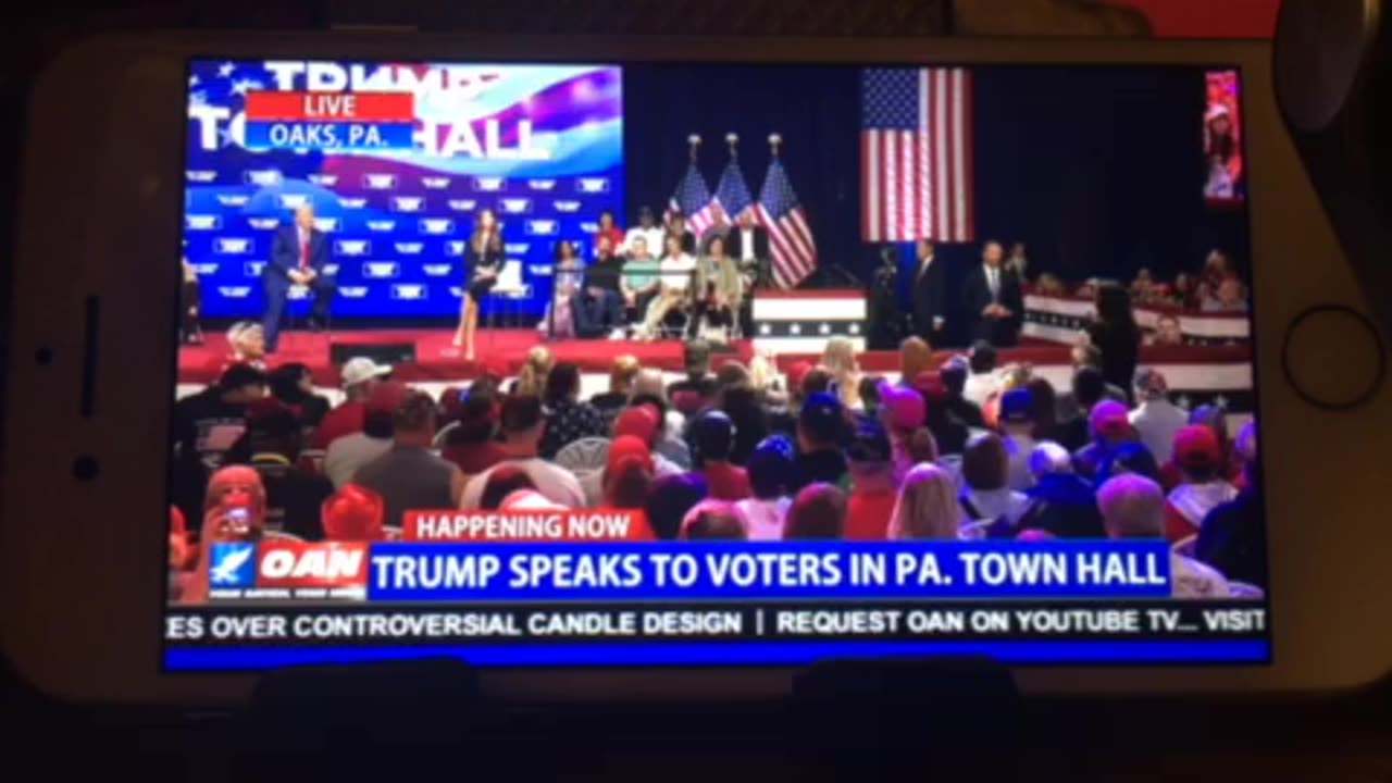 🦅 OANN Donald Trump & govenor christy Noem hold town hall in Oaks Pennsylvania Monday 07:38 pm