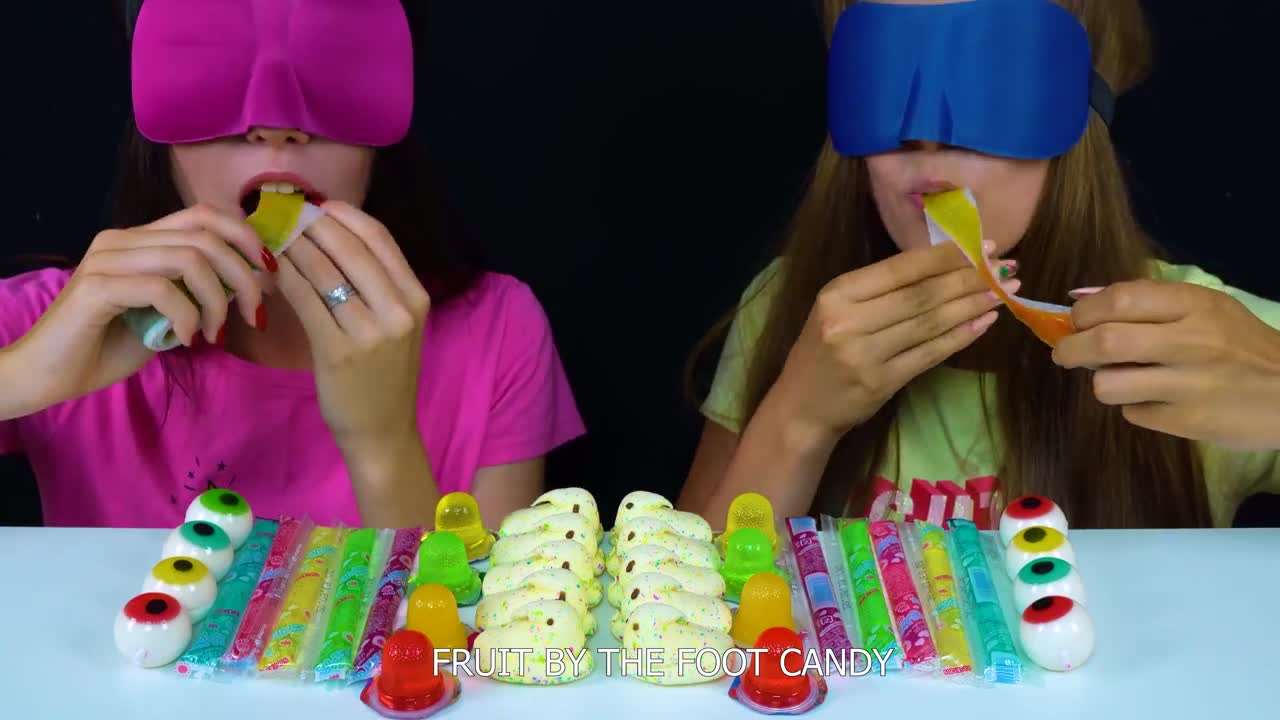 ASMR Candy Race with Closed Eyes (Gummy Eyeballs, Jelly Straws, Peeps Marshmallow)