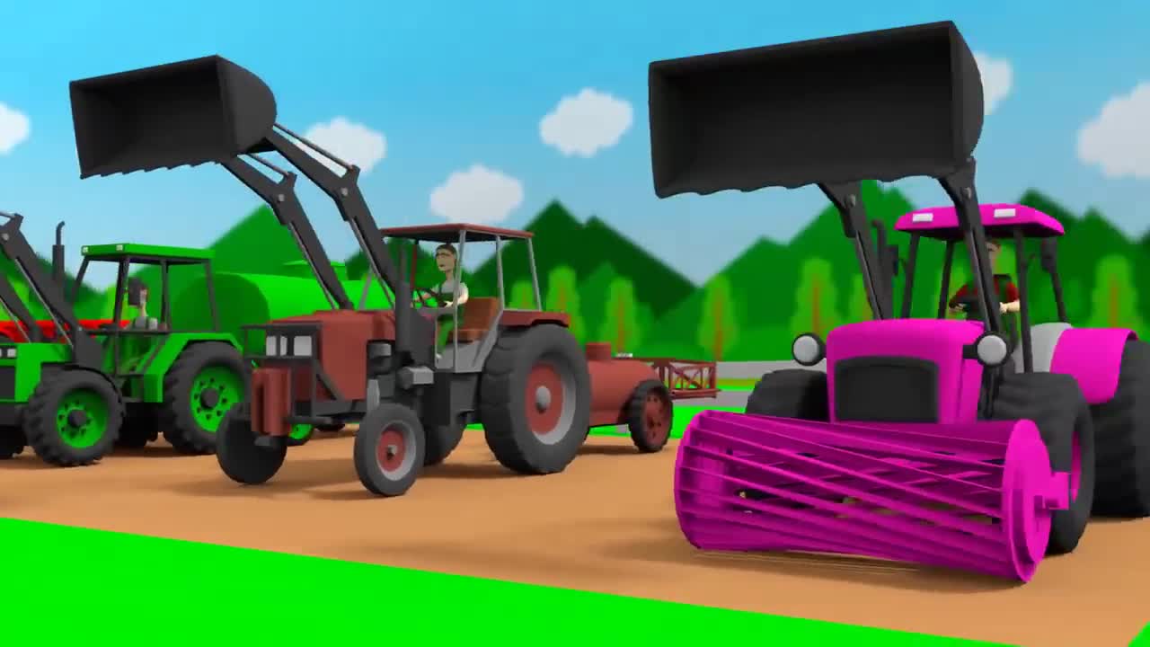 Colour combination of painted Tractors for kids