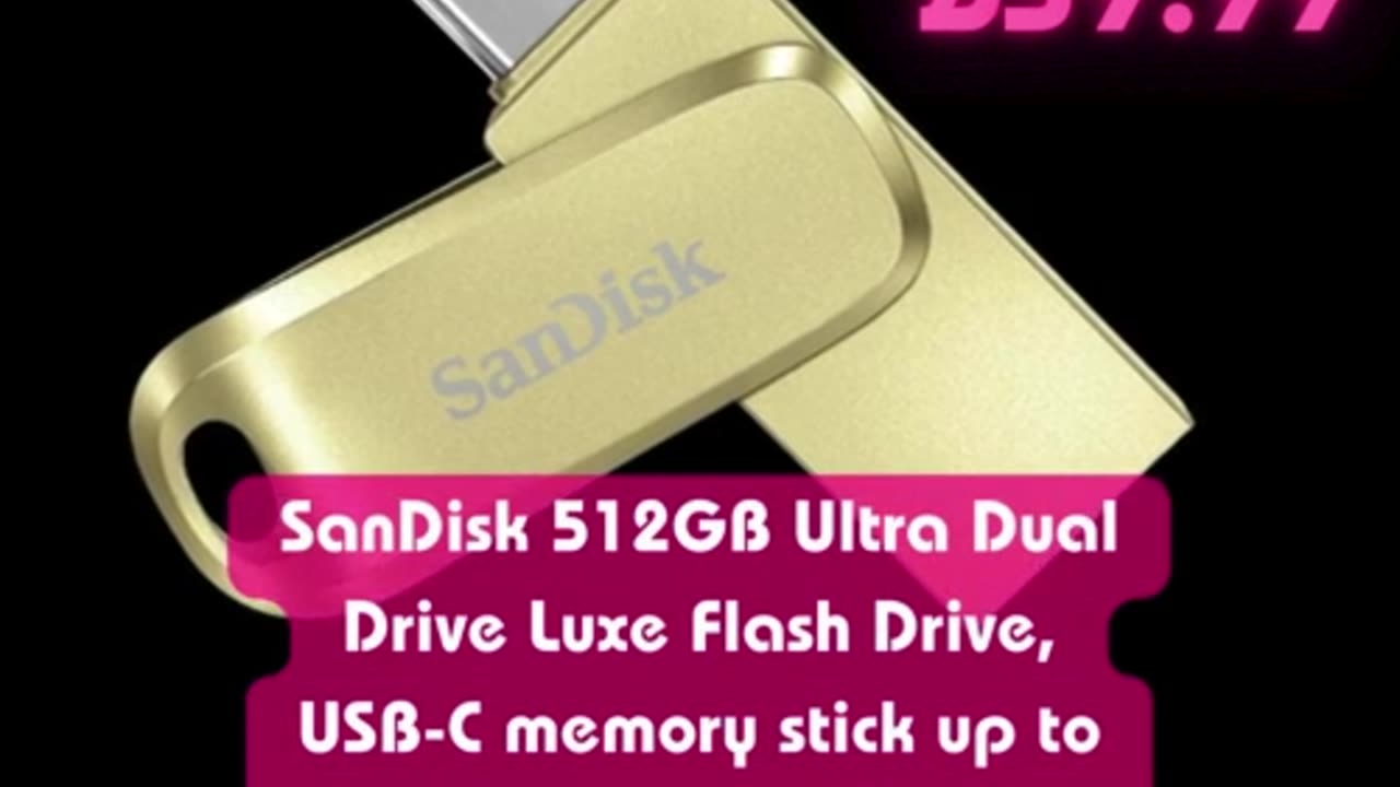 SanDisk 512GB Ultra Dual Drive Luxe Flash Drive, USB-C memory stick up to 400 MB/s, reversible USB