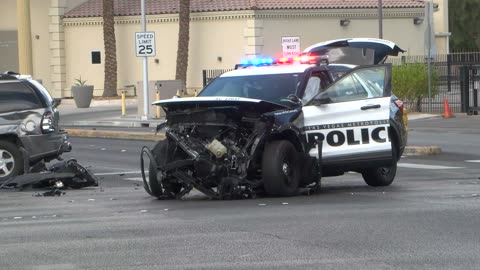 Las Vegas Metro Police Patrol Vehicle Totaled After Serious Crash