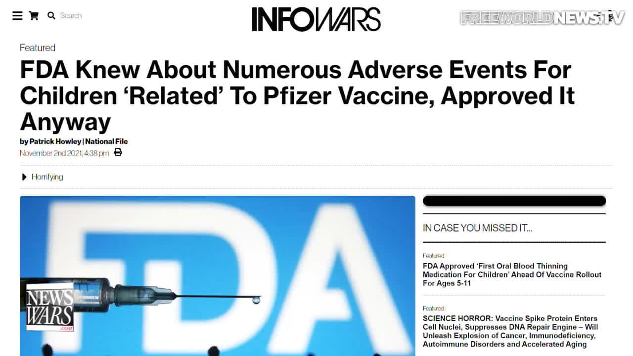 Fda Knew About Numerous Adverse Events For Children ‘Related’ To Pfizer Vaccine, Approved It Anyway