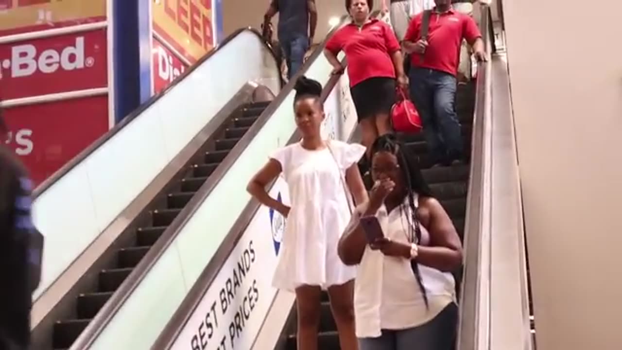 MAN THONG PRANK ON THE ESCALATOR