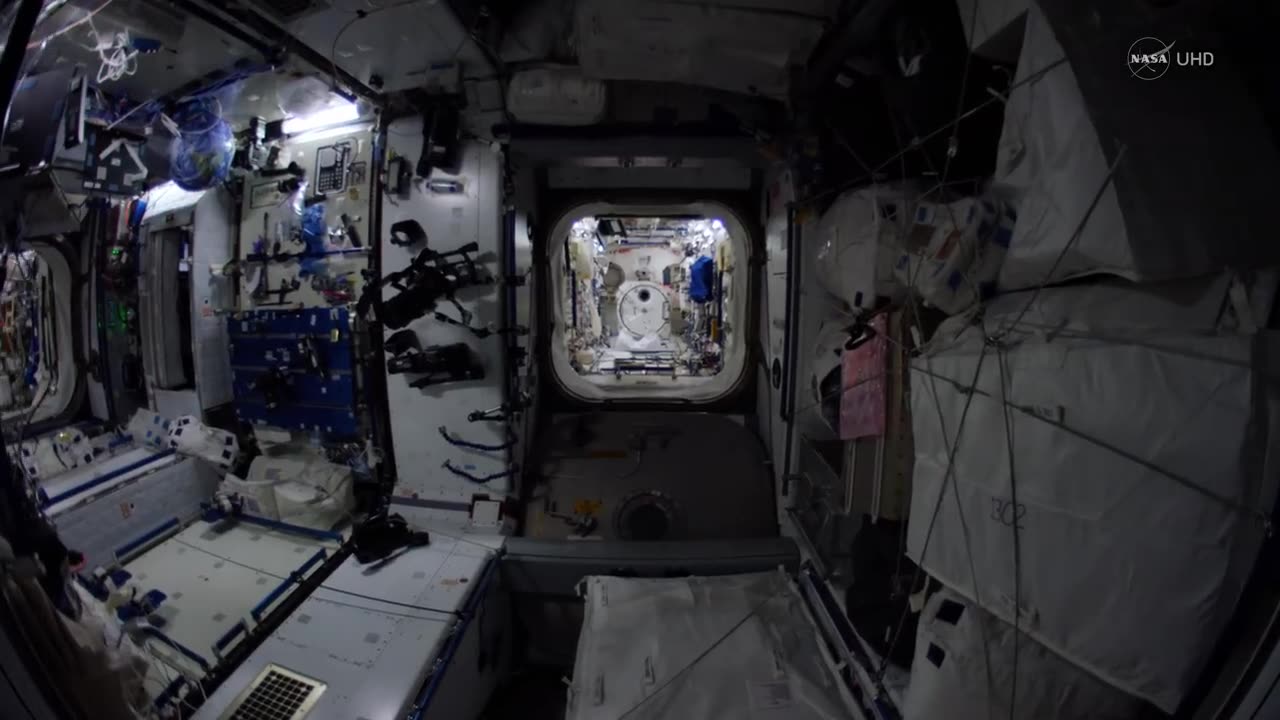 NASA space station fisheye floating HD view (fly-through)