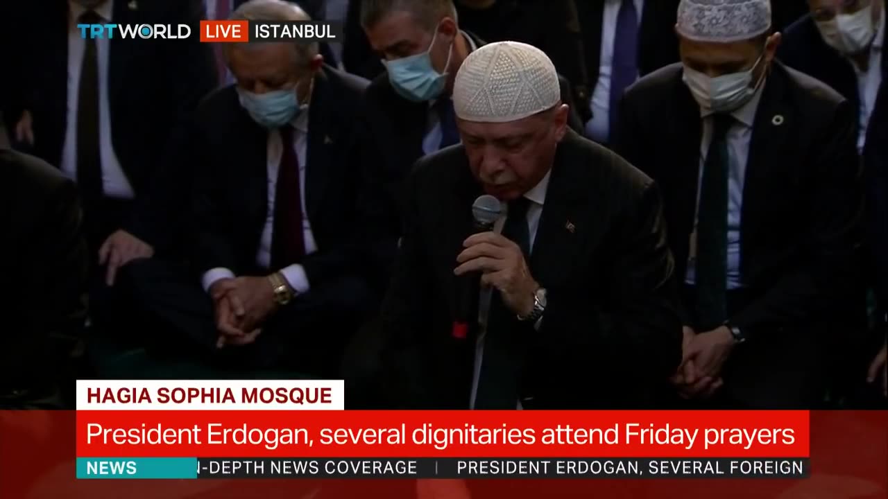 Turkey's President Erdogan recites holy Quran at Hagia Sophia Mosque