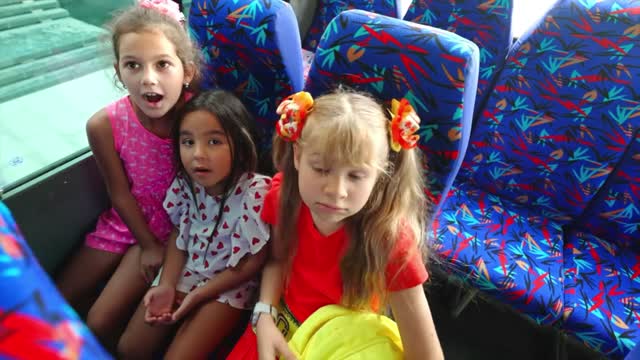 Diana and Roma teach School bus rules with friends