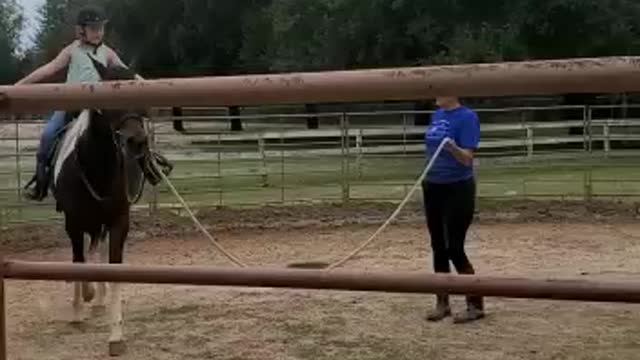 Horse riding Learning to balance. No hands.