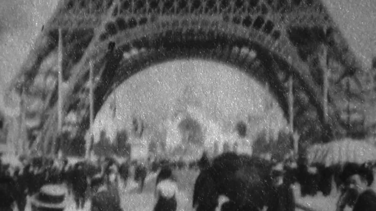 Panorama Of Eiffel Tower (1900 Original Black & White Film)