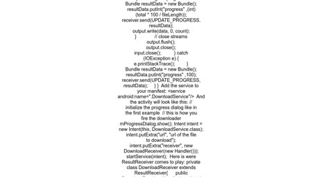 Download a file with Android and showing the progress in a ProgressDialog