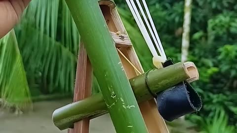 Bamboo creations with slingshots and cup