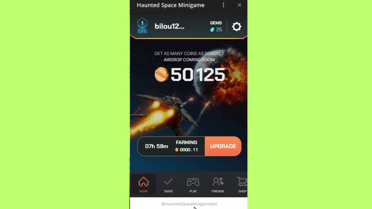 new mining mini app bot telegram haunted space