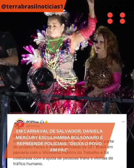 Daniela Mercury esculhamba Bolsonaro e repreende policiais: "deixa o povo em paz"