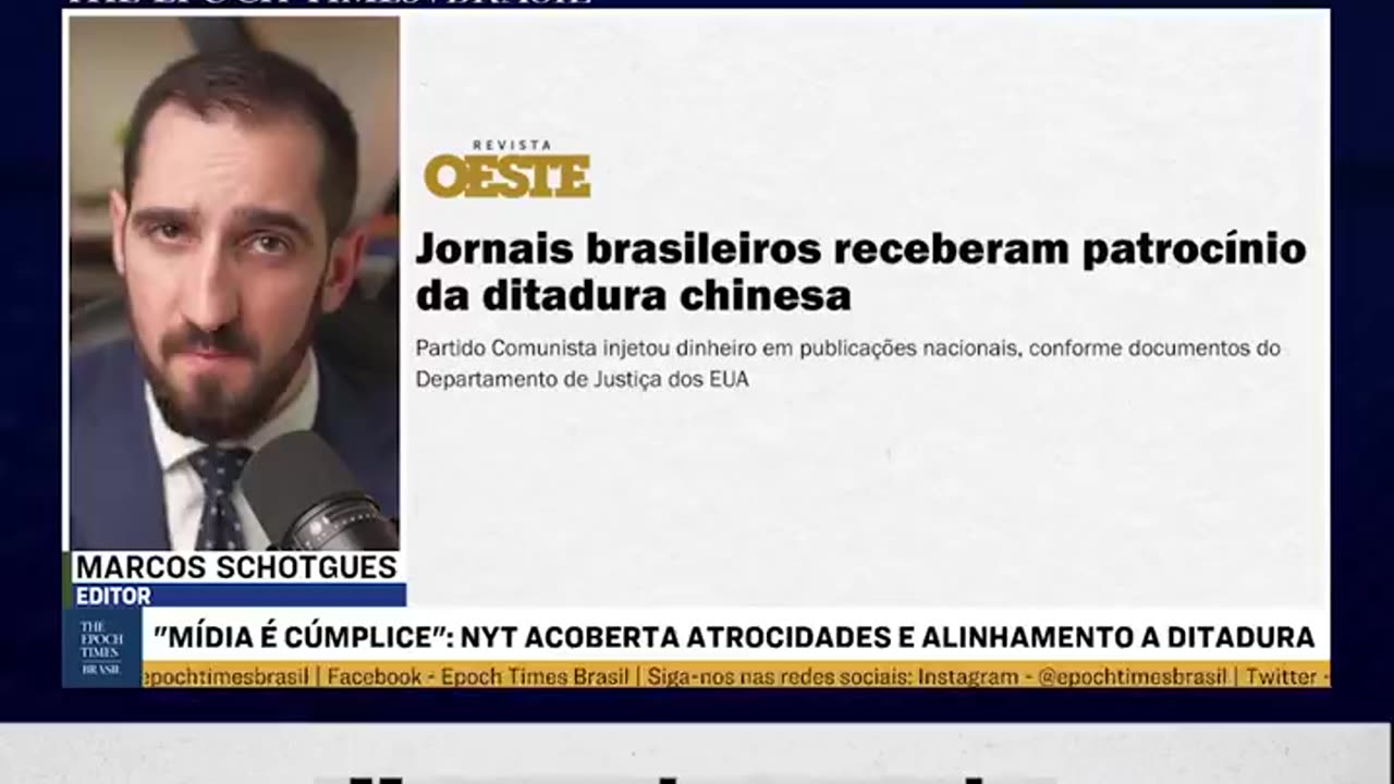 investigações revelaram que importantes jornais brasileiros, incluindo a Folha de São Paulo e a Editora Globo, receberam financiamento da ditadura chinesa ao longo de alguns anos.