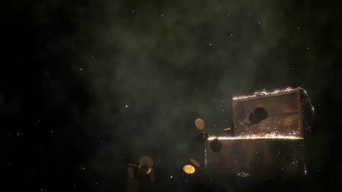 Treasure chest opening and gold coins jumping out [Free Stock Video Footage Clips]