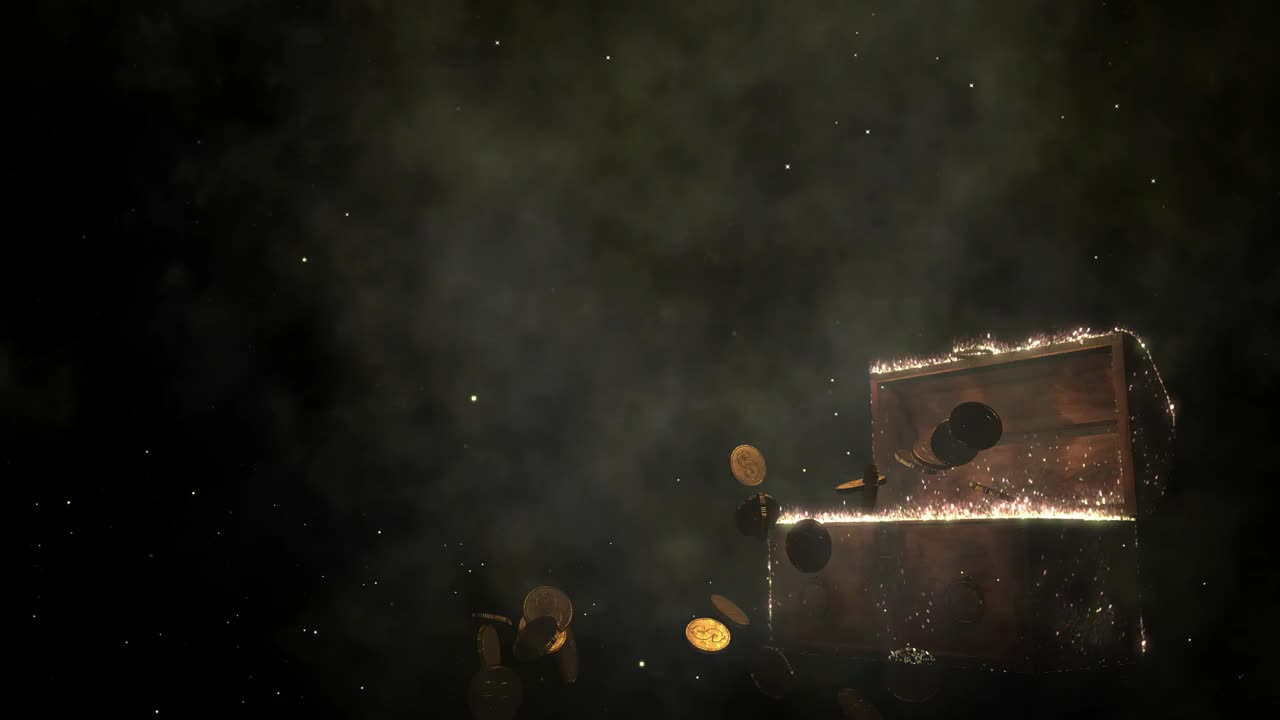Treasure chest opening and gold coins jumping out [Free Stock Video Footage Clips]