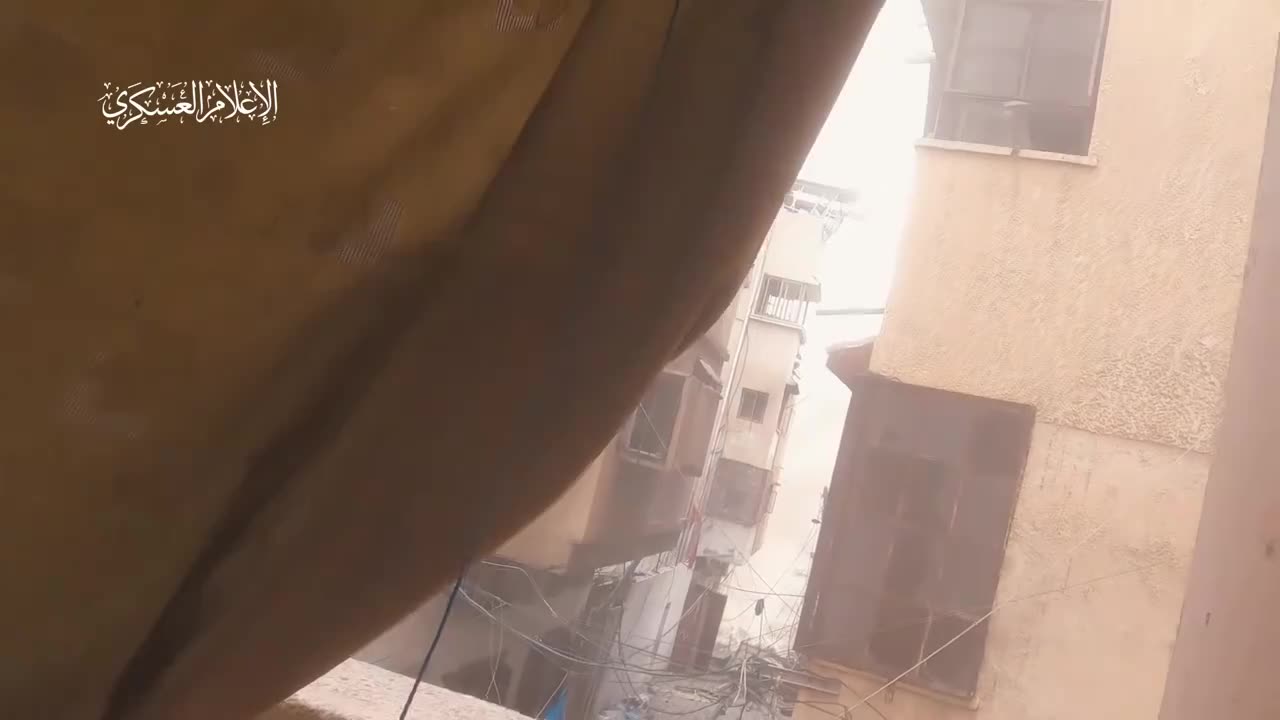 Hamas fighter met with Israeli armor in a back alley.