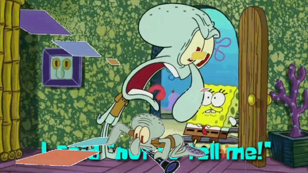 Squidward Is Playing With Tiles While Squidward Is Yelling At Spongebob 🧽