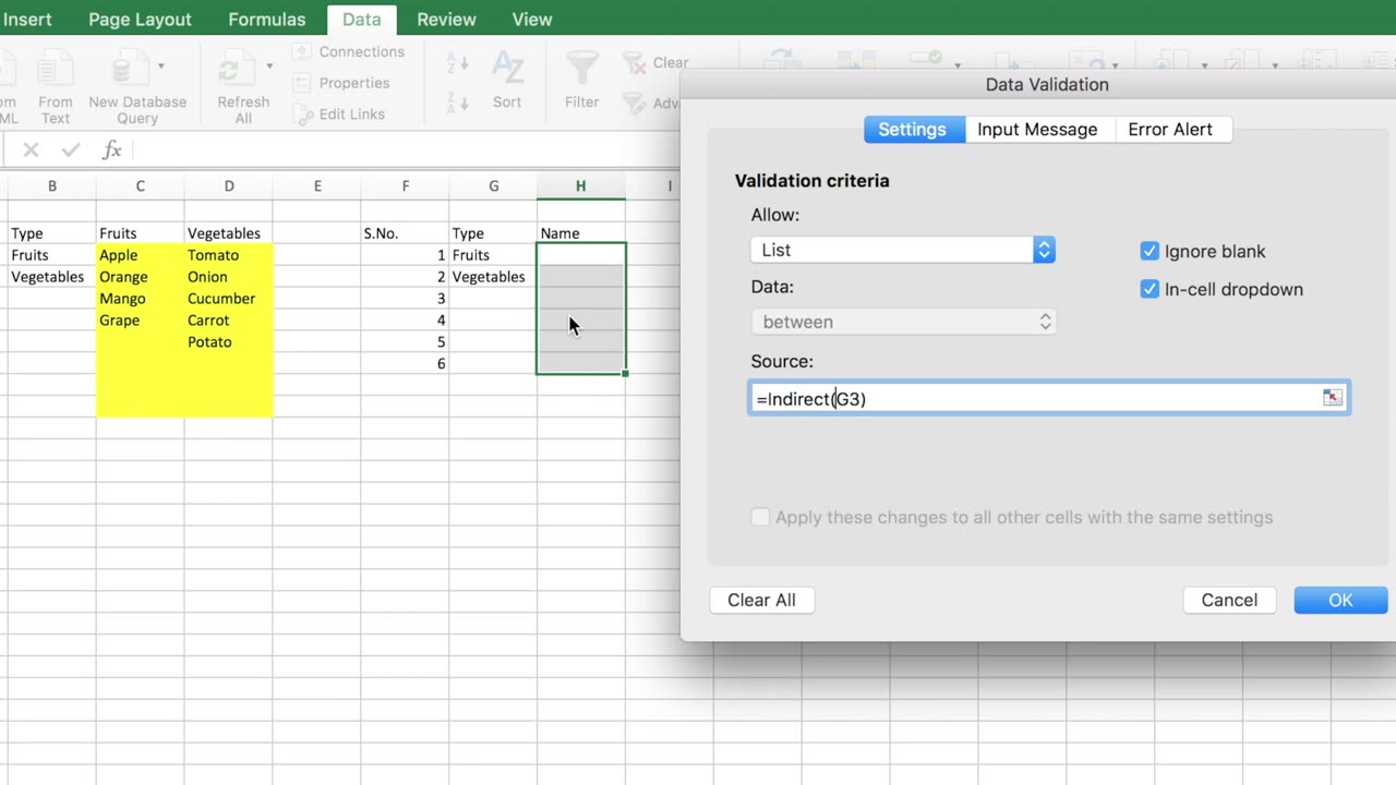 Excel Create Dependent Drop Down List Tutorial