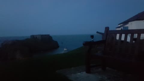 Setting up the camera to film at Castle hill Tenby 27th Oct 2022