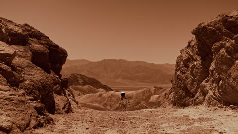 An astronaut Exploring mars