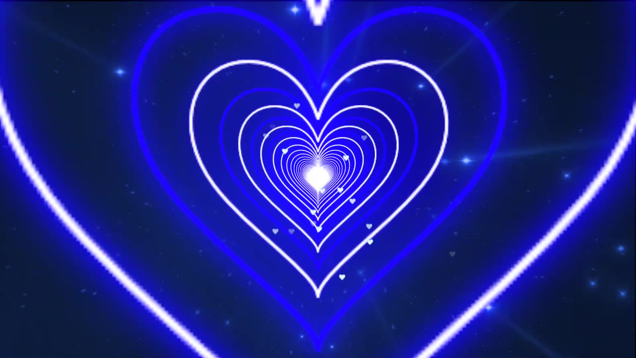 1038. Neon Heart Background💙Blue Tunnel Heart