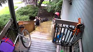 Dog Drags Owner Down the Stairs