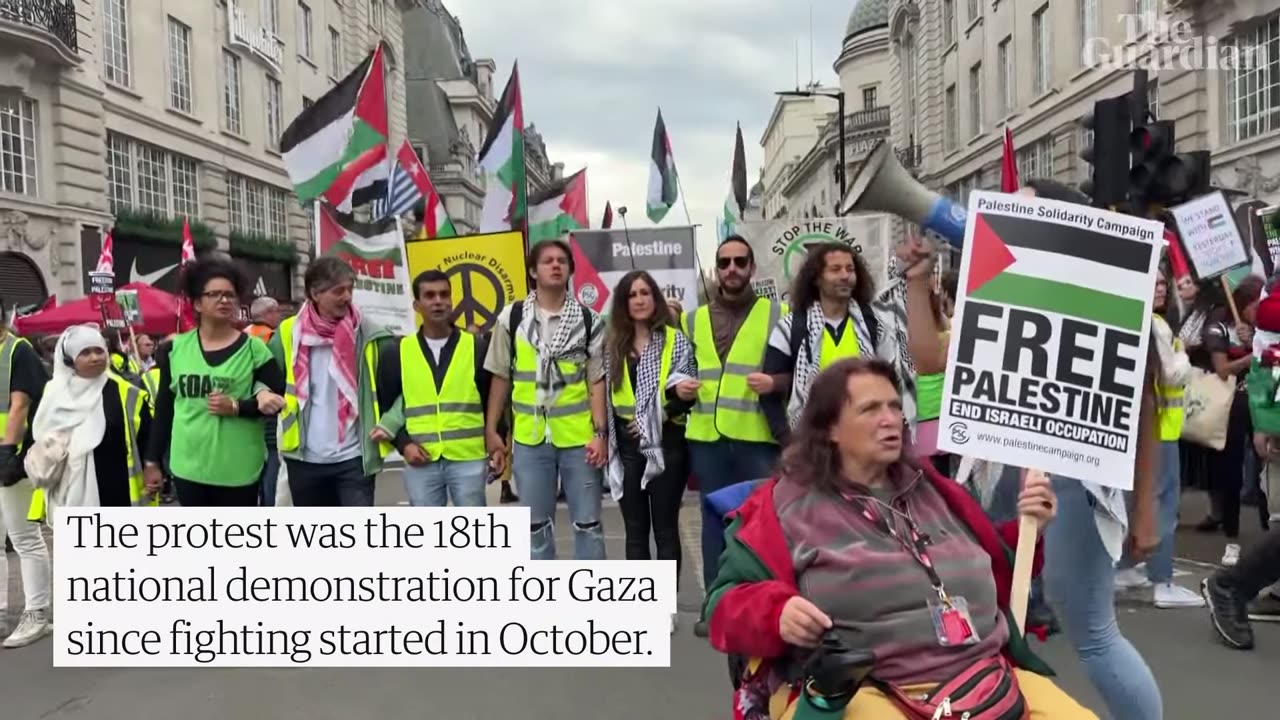 Thousands march through London marking 11th month of Gaza war