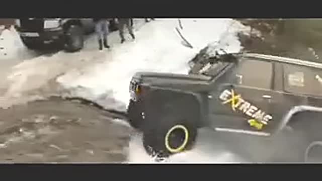 Drive an off-road vehicle over a hill.