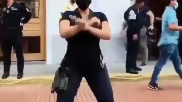 Policeman dancing