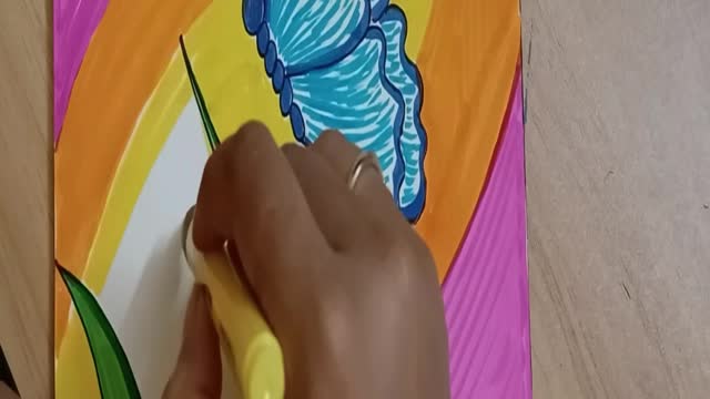 How To Draw Easy Butterfly Scenery | Easy Butterfly in the Garden | Scenery Drawing | Easy Butterfly
