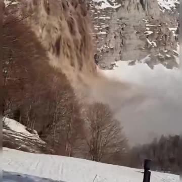 An avalanche has gone. Sochi, Russia.