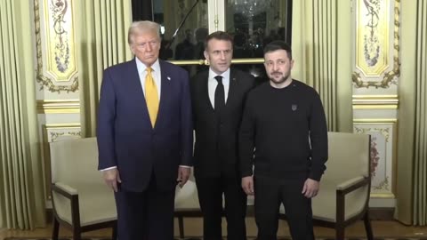 President Trump, France's Emmanuel Macron, and Zelensky are about to start their meeting.