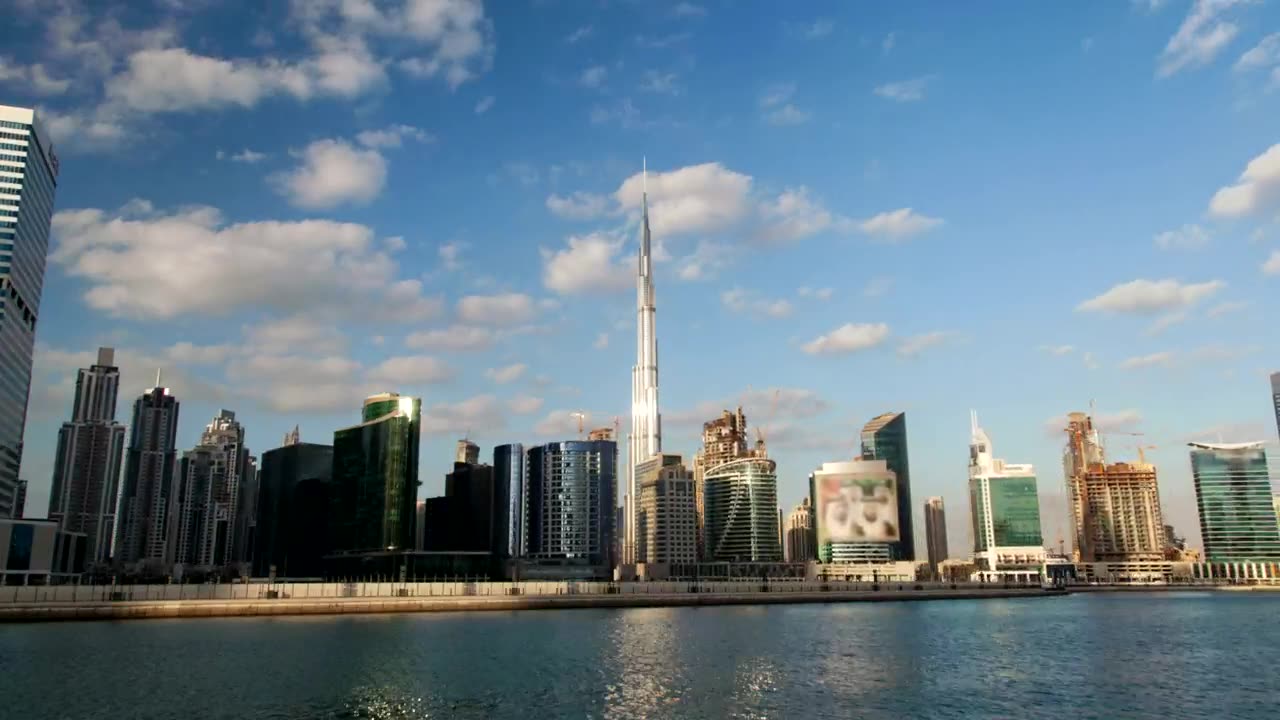 Dubai city skyscrapers time lapse