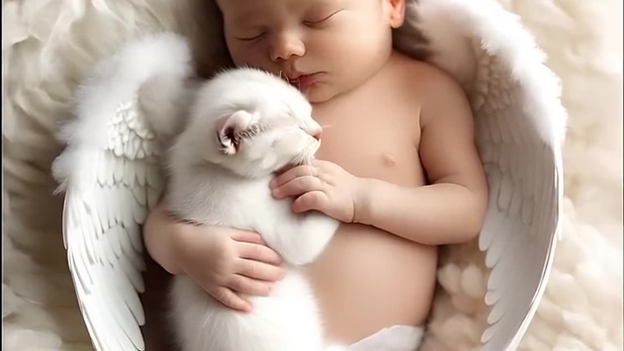 ngel Baby and Kitten: A Heartwarming Moment of Pure Innocence 😇