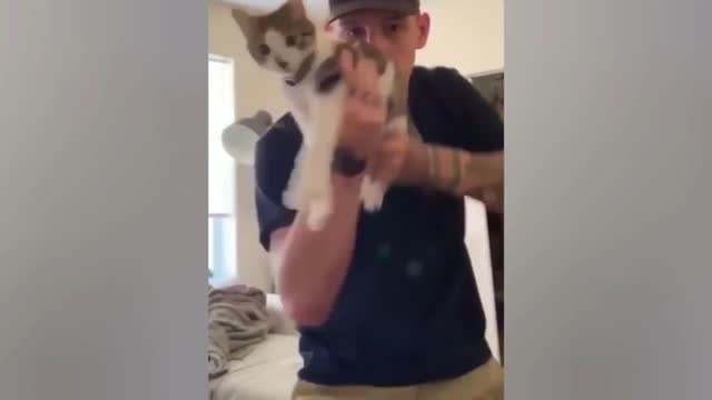 This Guy Is Using His Cat As A "Catgun"