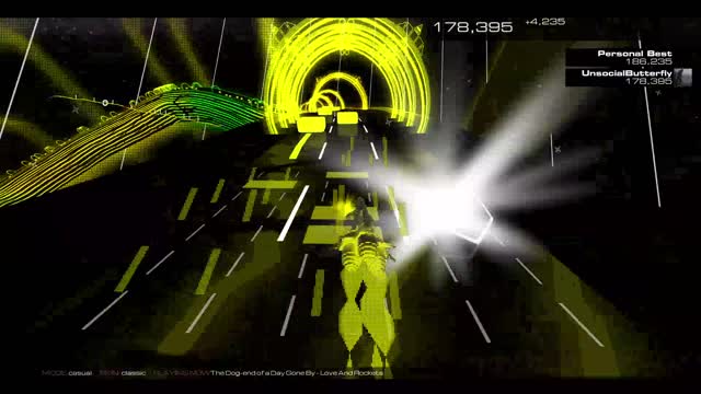 Audiosurf 2 "The Dog-End of a Day Gone By", by Love and Rockets.