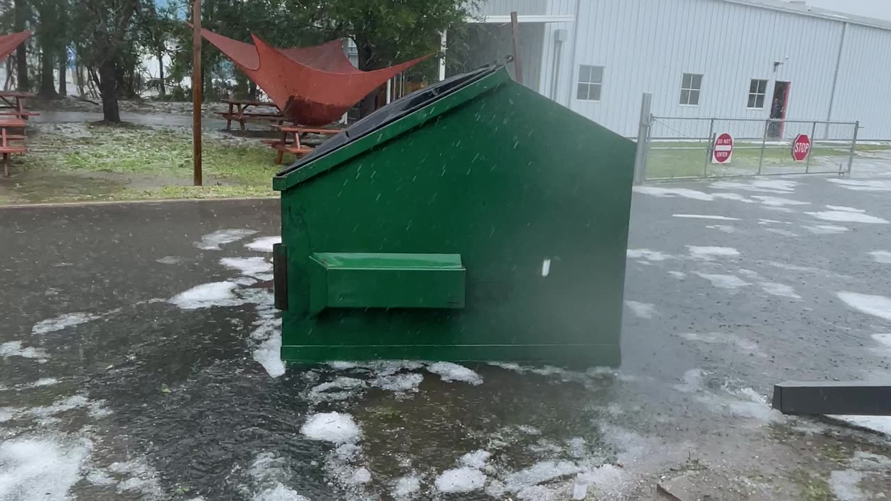 Epic hail storm in Florida makes the dumpster ride out