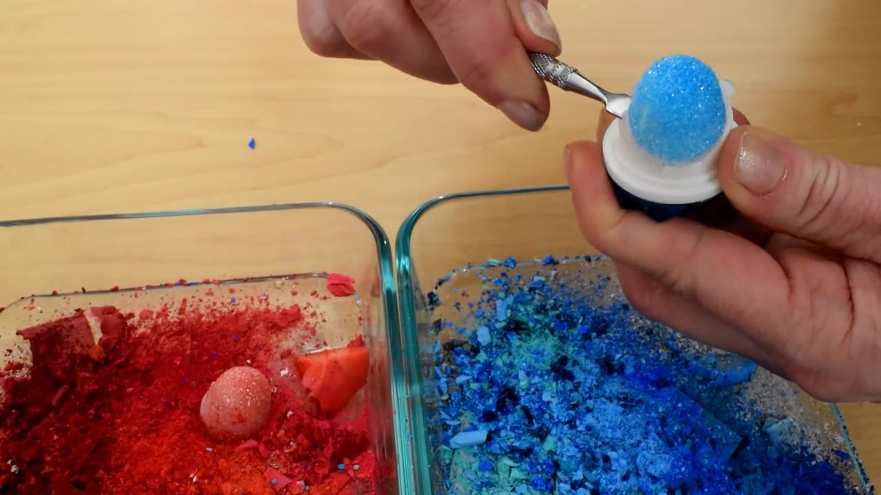 Cherry Red vs Blue Raspberry - Mixing Makeup Eyeshadow Into Slime ASMR