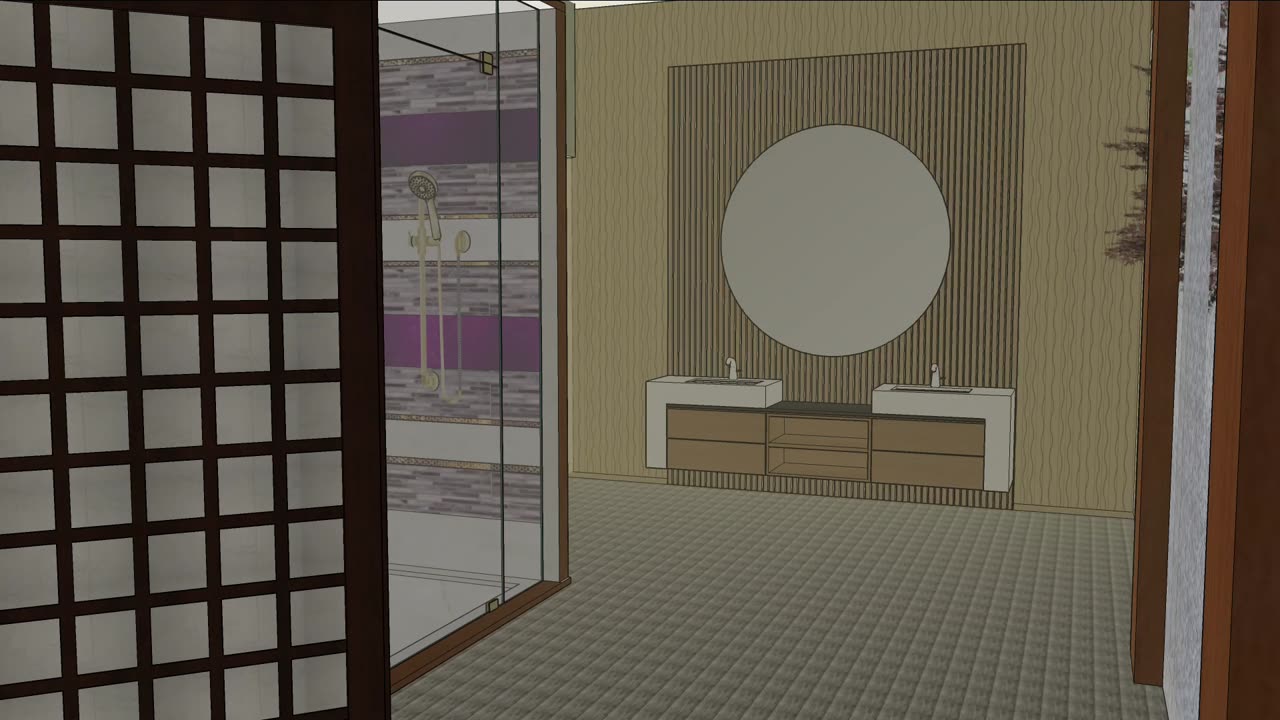 Sketchup animation Japanese garden and house