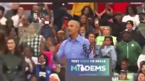 Barrak Obama loses control of the crowd, which begins to chant Fuck Joe Biden