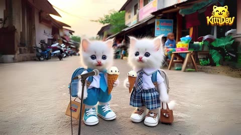 ANIMASI KUCING ANAK KUCING MAKAN ES KRIM (ANAK KUCING MEONG MEONG) KITTYDAV KUCING WARNA WARNI GEMOY