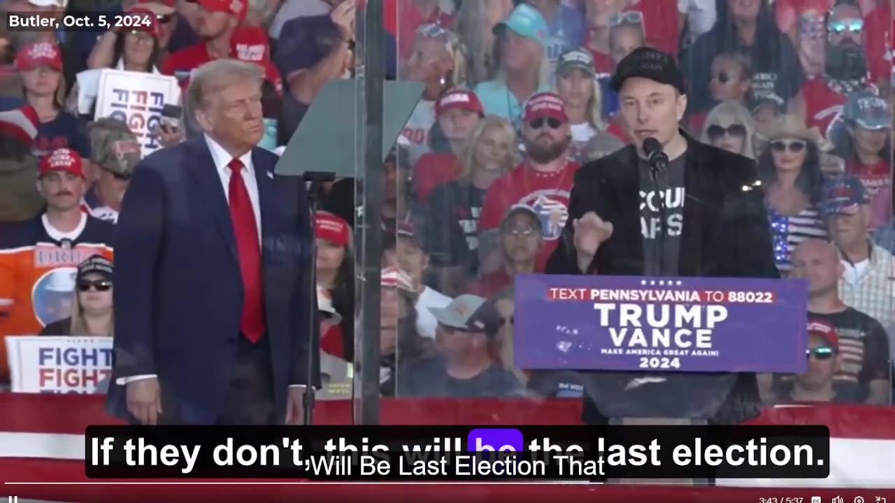 Video đầy đủ và bản ghi chép bài phát biểu của Elon Musk tại cuộc vận động của Donald Trump.