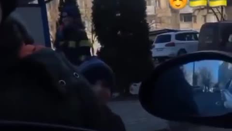 More kids playing war in a self-made checkpoint: "say the word palyanitsa"