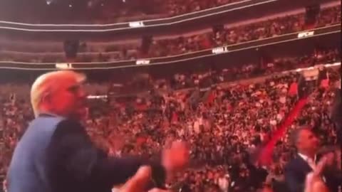 Massive crowd at UFC Miami chants “U-S-A” after President Trump greets crowd