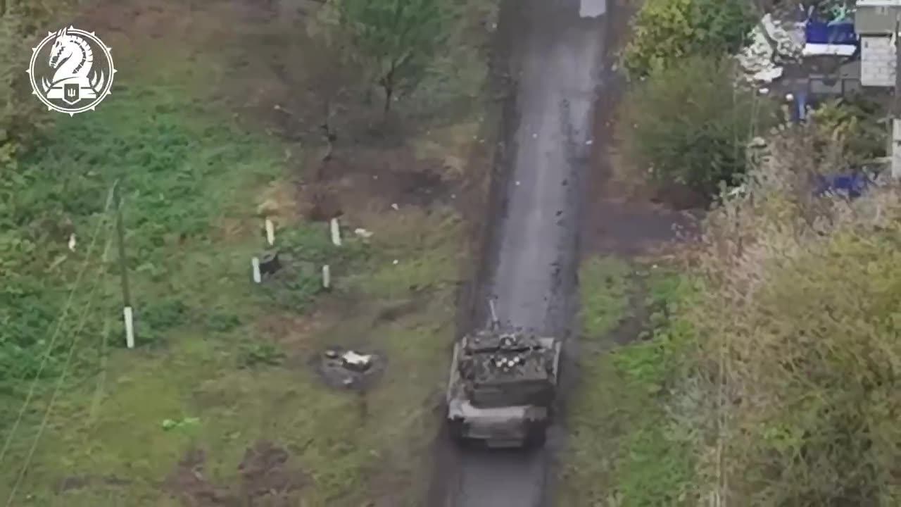 American and German armored vehicles shooting at the homes of civilians in the Kursk region.